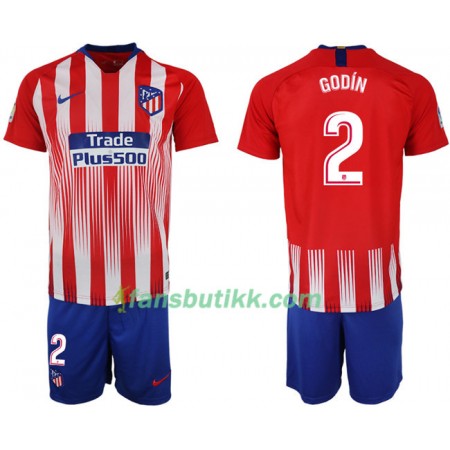 Fotballdrakt Atlético Madrid GODIN 2 Barn Hjemmetrøye 2018-2019 Kortermet